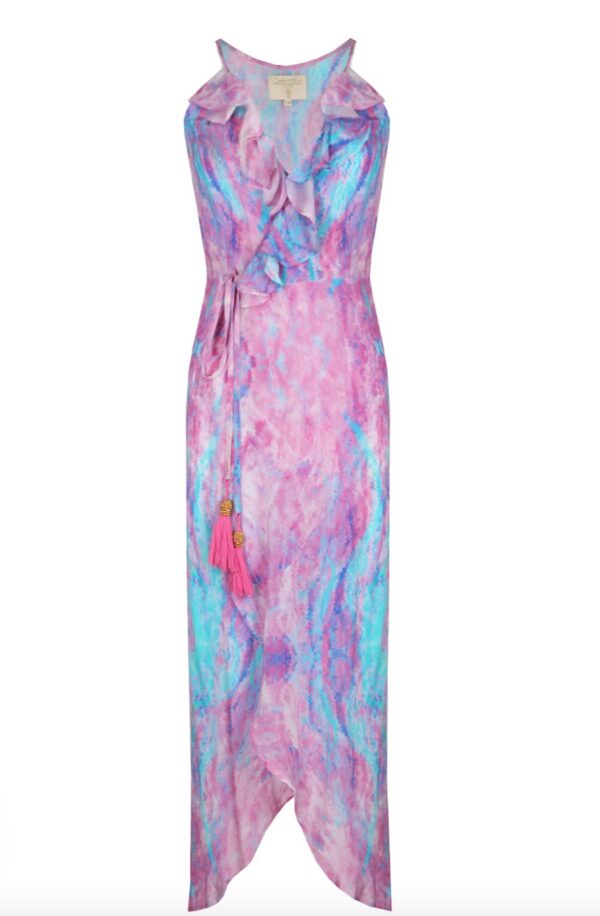 Sophia Alexia Fantasy Pink Silk Wrap Cocktail Dress
