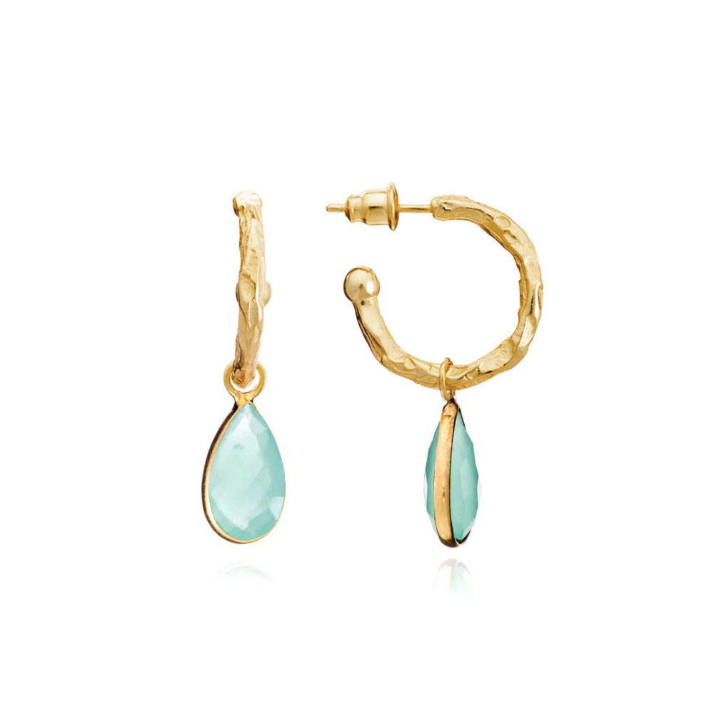 Athena ‘Marina’ Textured Hoop Gemstone Earrings by Azuni London ...