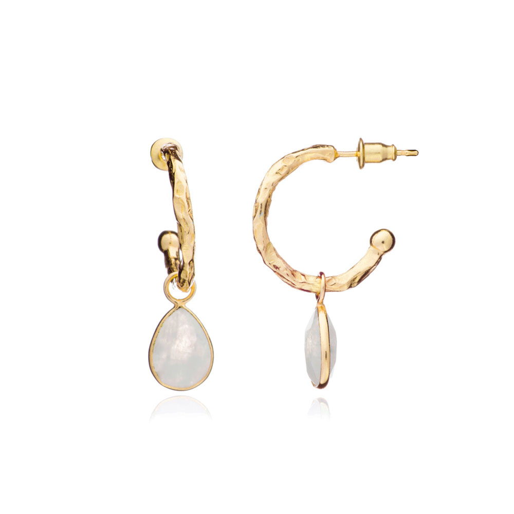 Athena ‘Marina’ Textured Hoop Gemstone Earrings by Azuni London ...