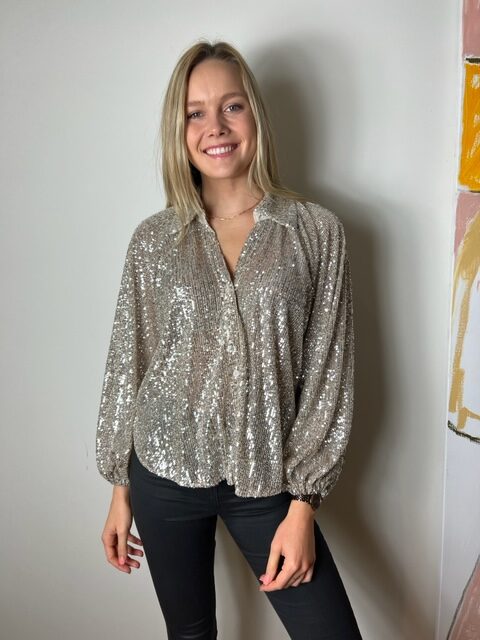 Sequin Shirt in Silver or Rose Gold - La Maison