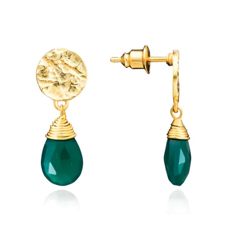 Azuni Classic Drop Athena Earrings - Green Onyx