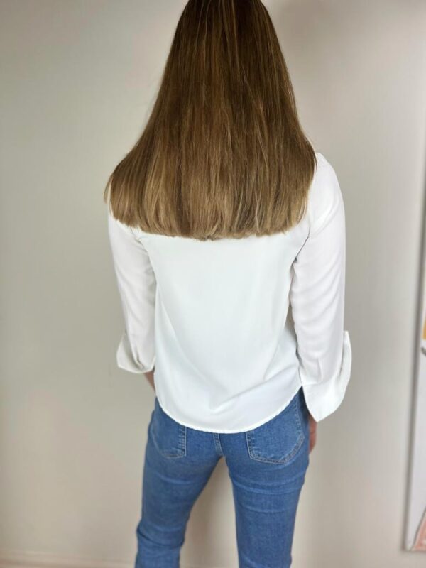 White Twist Front Long Sleeved Shirt