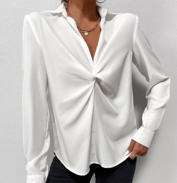 Timeless chic twist front white soft shirt