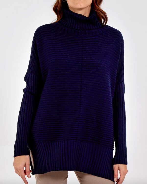 Knitted Rib Roll Neck Jumper in a Variety of Colours