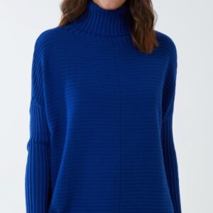Knitted Rib Roll Neck Jumper in a Variety of Colours