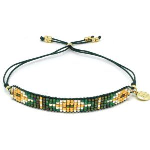 Made with 14Kt Gold plate on brass with Miyuki Glass Beads. Size adjustable up to 26cm