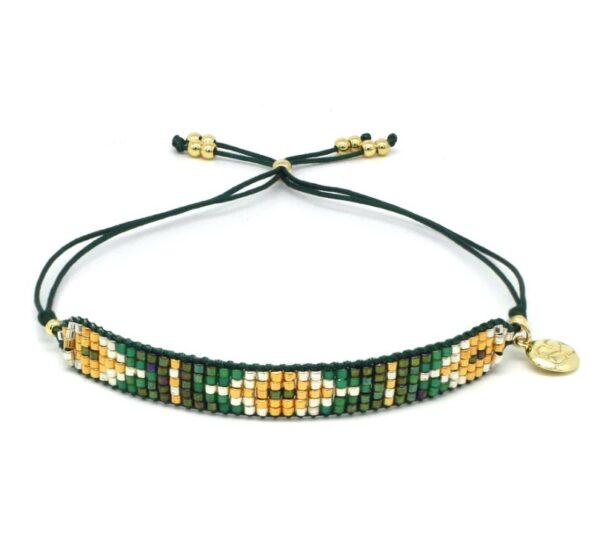 Made with 14Kt Gold plate on brass with Miyuki Glass Beads. Size adjustable up to 26cm