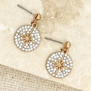Small round gold and diamante earrings with bead stud