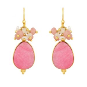 Willow drop pink jade earring