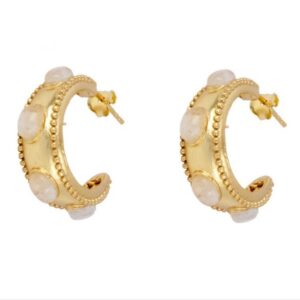 Daphne Hoop Earrings in White Moonstone