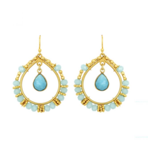 Coralie Drop Earrings in Turquoise & Jade