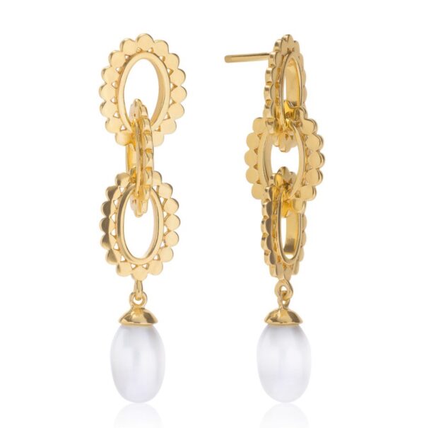 Azuni Oval Link & Pearl Drop Earrings