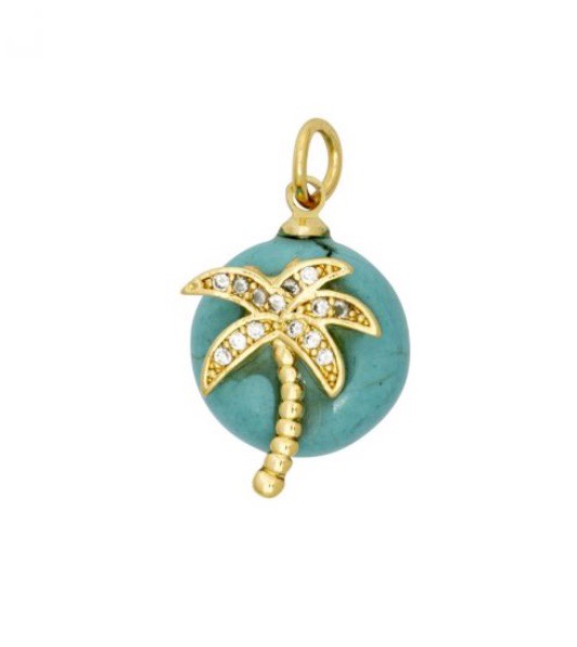 Turquoise Button Charm with Cubic Zirconia