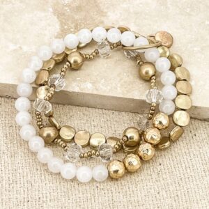 Gold and White multi layer bracelet