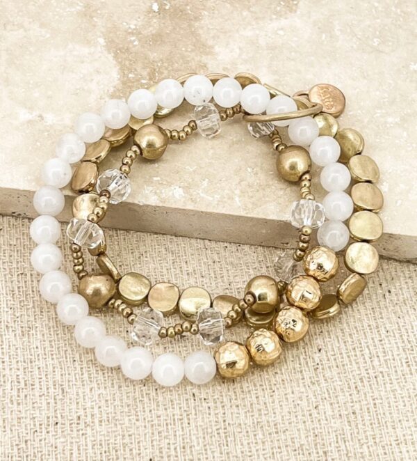 Gold and White multi layer bracelet