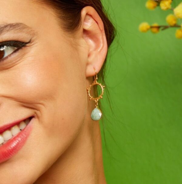 Allegra earrings with amazonite drop stone