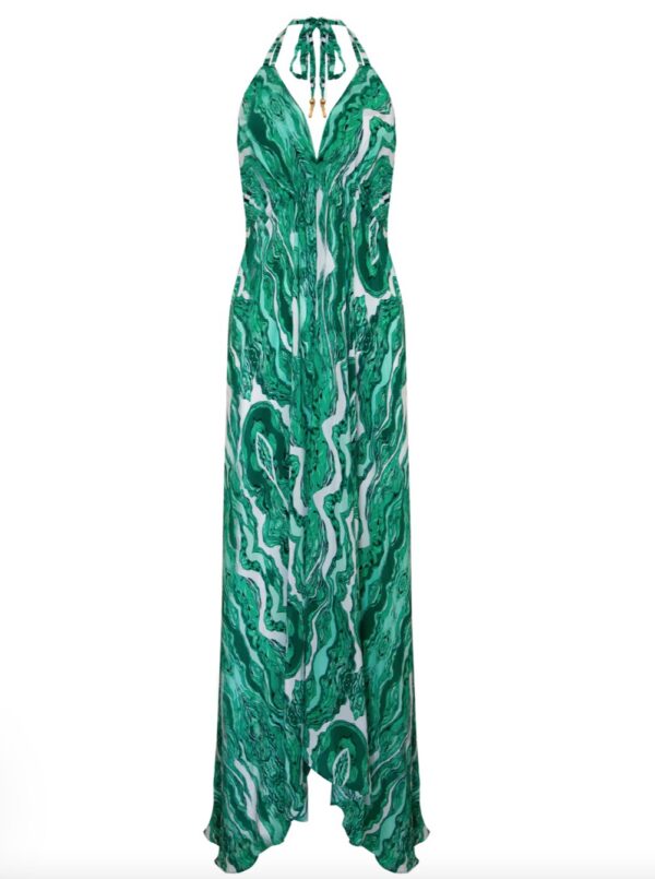Sophia Alexia Green Coral Silk Ibiza Dress