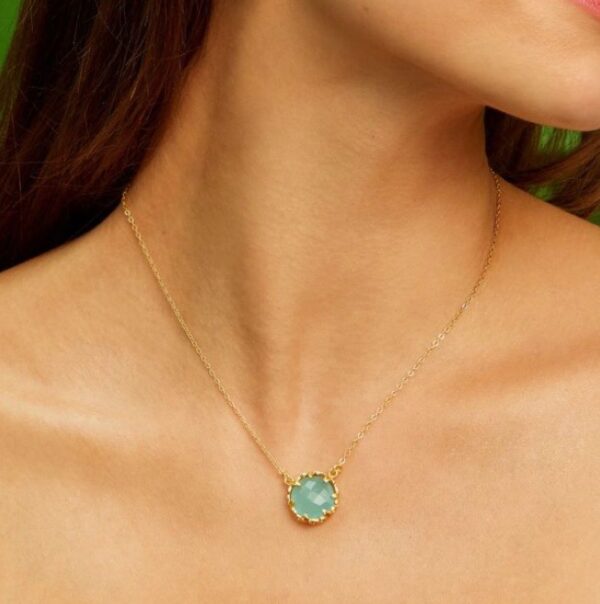 Petite Gemstone Aqua Chalcedony Necklace