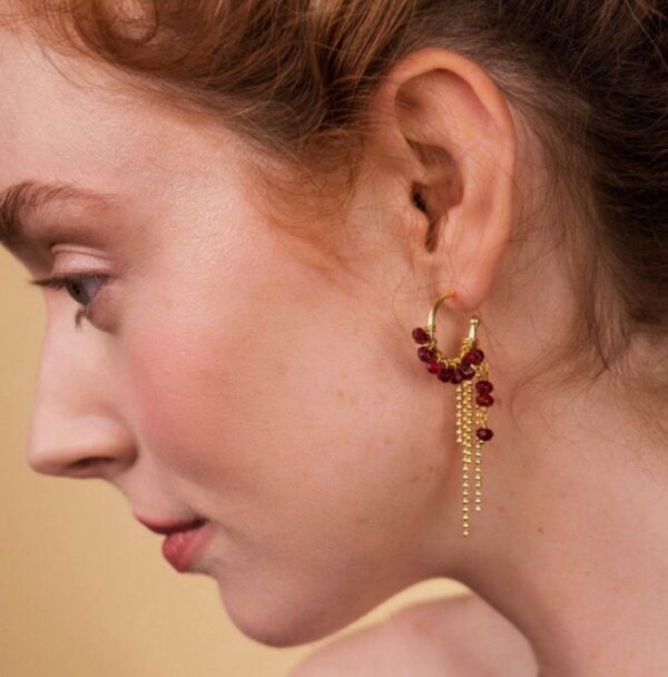 Anette Earrings Red Garnet