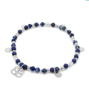 Boho Betty Wisdom Blue 5 Charm Stretch Silver Bracelet
