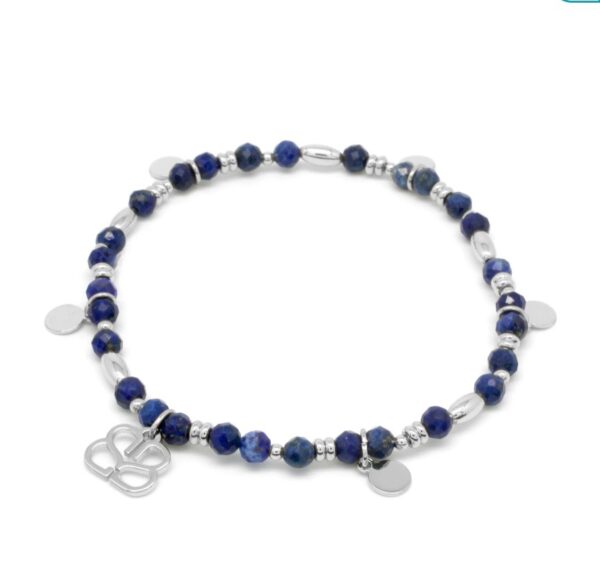 Boho Betty Wisdom Blue 5 Charm Stretch Silver Bracelet