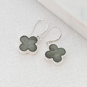 Silver and grey fleur earrings