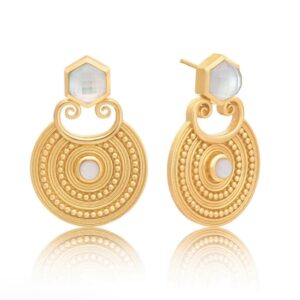 Thea Statement Disc & Hexagon Gemstone Earrings