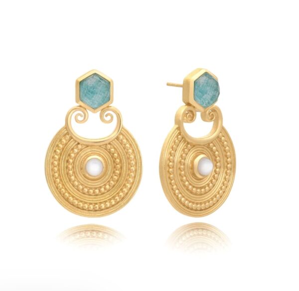 Thea Statement Disc & Hexagon Gemstone Earrings