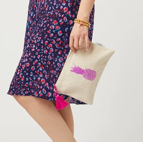 Pink Pineapple Foil Print Pouch