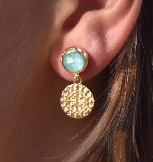 Apollo Gold Coin & Gemstone Stud Earrings