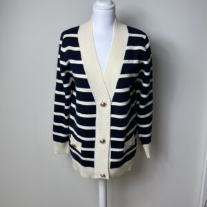 Navy & Cream Striped Cardigan