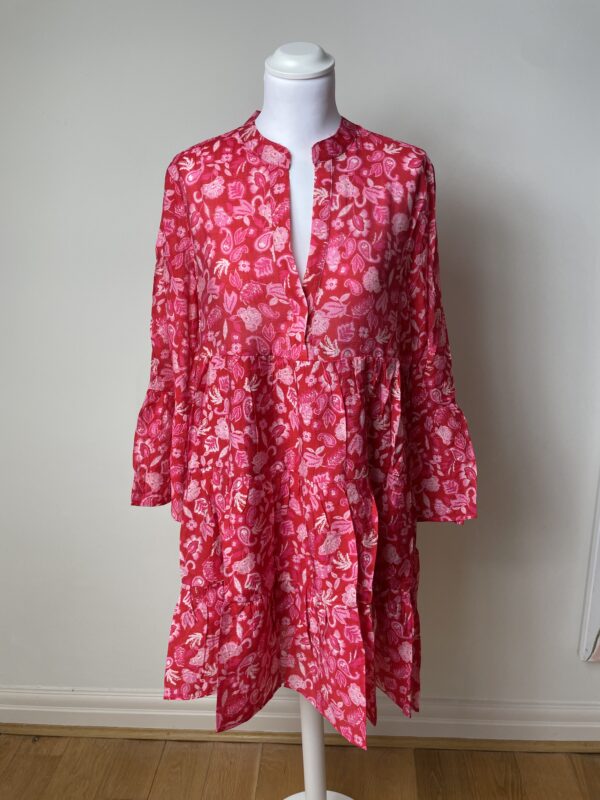 Choklate Paris Red & Pink Print Silk Mix Short Dress