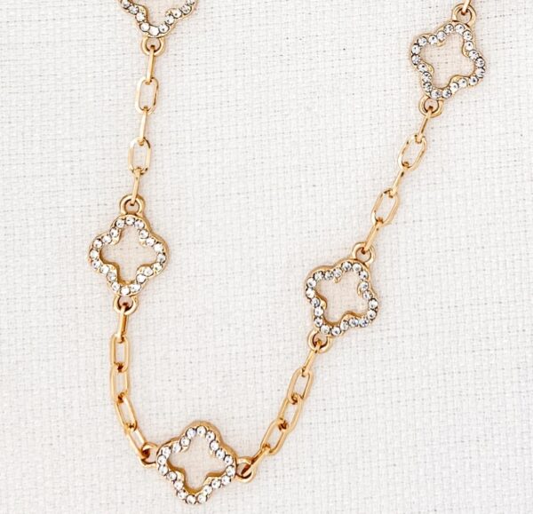 Envy Short Gold Necklace with Diamante Fleurs