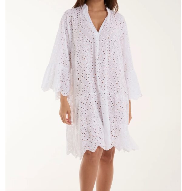 Broderie Anglaise Tiered Tunic Dress