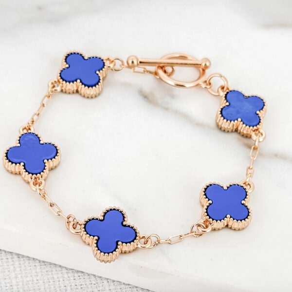 Envy Gold and Blue Fleur T-bar Bracelet