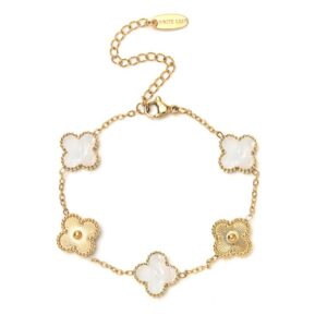 Envy Alternating Clover Bracelet in Pearl & Gold
