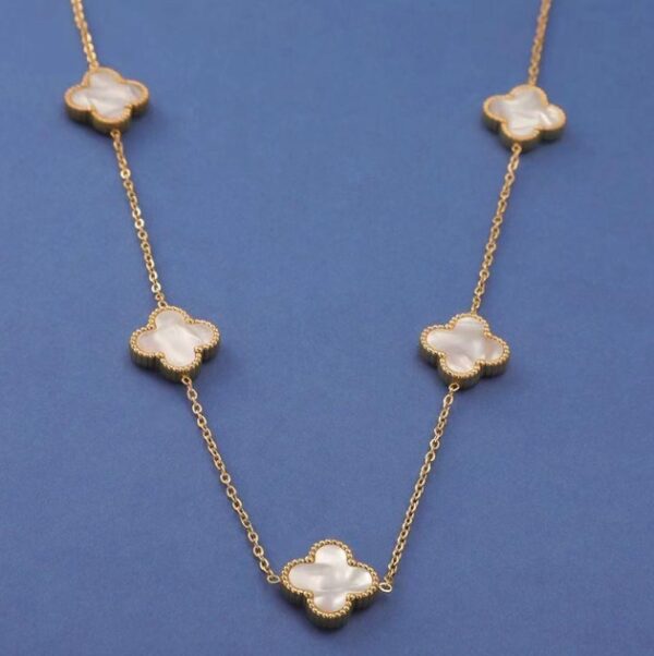 Envy Five Clover Necklace in Pearl & Gold