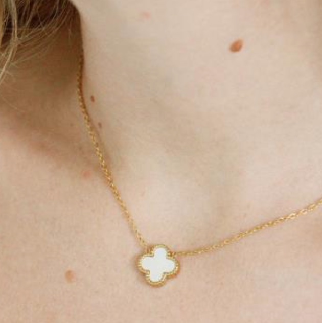 Envy Double Sided Clover Necklace in Pearl & Gold - La Maison