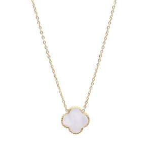 Envy Double Sided Clover Necklace in Pearl & Gold