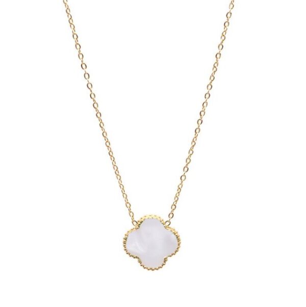 Envy Double Sided Clover Necklace in Pearl & Gold