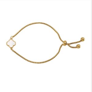 Adjustable Clover Bracelet in Pearl & Gold