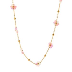 Daisy Chain Necklace in Pink