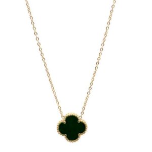 Double Sided Clover Necklace in Black